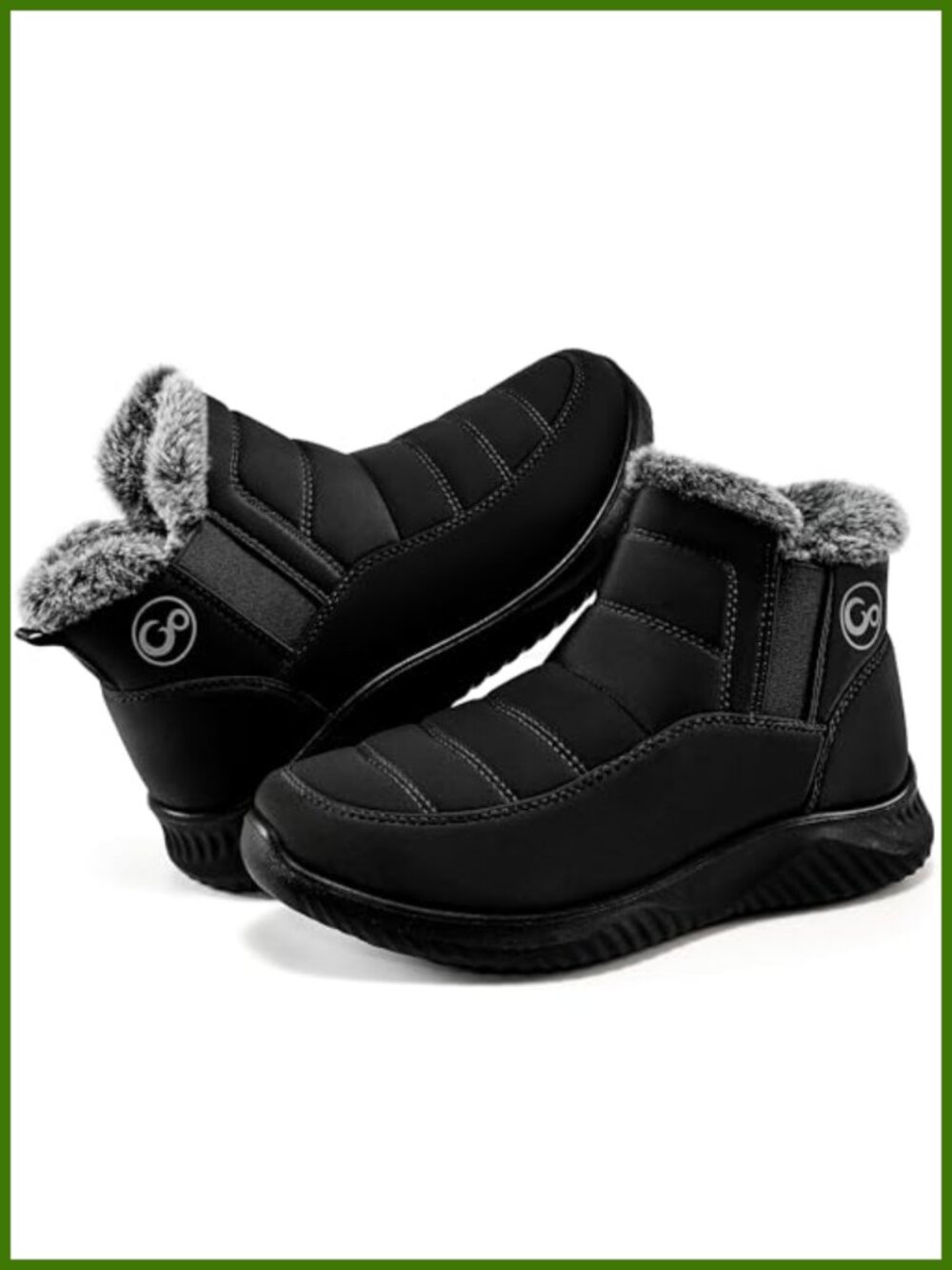 Faux Fur Lined Slip On Winter Snow Boots Removable Insole Ankle Booties